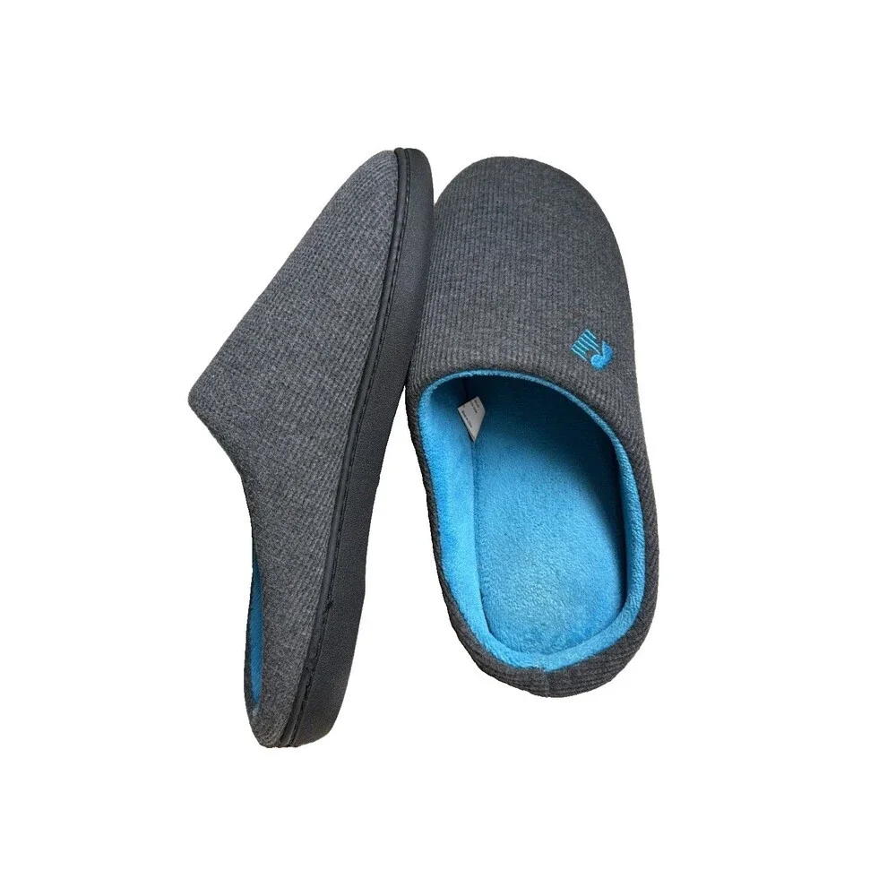 RockDove Two-Tone Memory Foam Slipper for Men, Size US 11-12 - Dark Gray/Blue